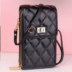 Quilted Twist Lock Flap Phone Wallet